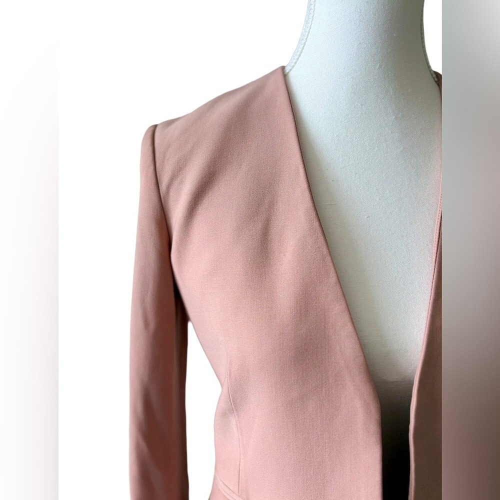 Theory Lindrayia B Wool Blend Blazer | Blush Pink | Open Front | Size 0 - Picture 2 of 6